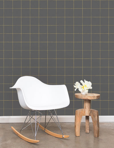 product image for Pascal Wallpaper in Gold on Charcoal design by Thatcher Studio 57