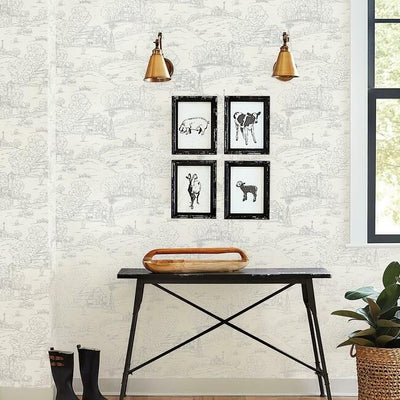 product image for Pasture Toile Wallpaper in Taupe and Charcoal from the Simply Farmhouse Collection by York Wallcoverings 79