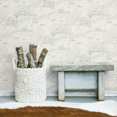 product image for Pasture Toile Wallpaper in Taupe and Charcoal from the Simply Farmhouse Collection by York Wallcoverings 89