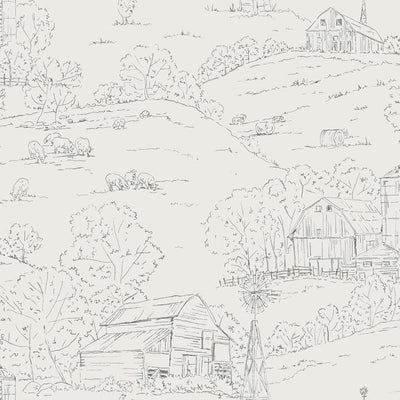 product image of sample pasture toile wallpaper in taupe and charcoal from the simply farmhouse collection by york wallcoverings 1 576