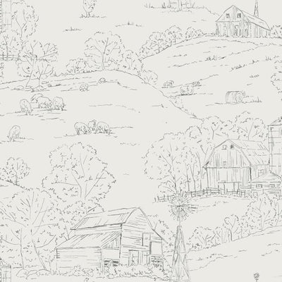 product image of Pasture Toile Wallpaper in Taupe and Charcoal from the Simply Farmhouse Collection by York Wallcoverings 543