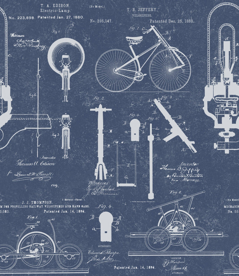 media image for Patents Wallpaper in Blue from the Eclectic Collection by Mind the Gap 256