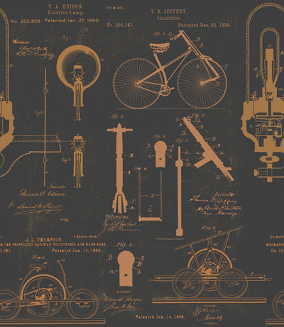 product image for Patents Wallpaper in Brown and Copper from the Eclectic Collection by Mind the Gap 35