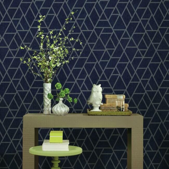 media image for Pathways Wallpaper in Navy from the Grandmillennial Collection by York Wallcoverings 283