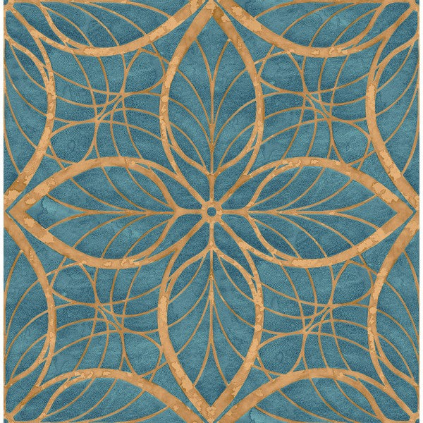 media image for Patina Wallpaper in Teal and Tan by Seabrook Wallcoverings 226