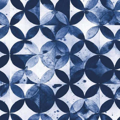 product image of sample paul brent moroccan tile peel stick wallpaper in blue by roommates for york wallcoverings 1 53