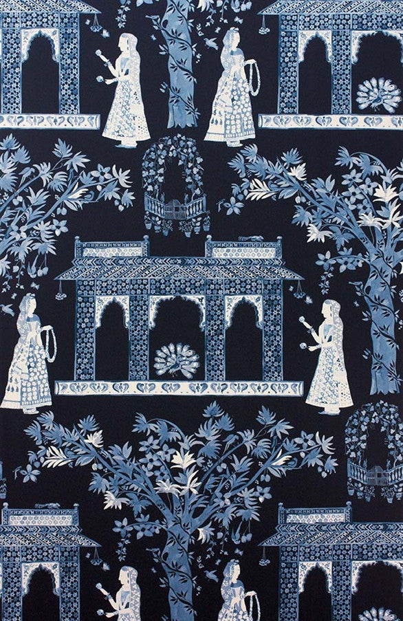 media image for Pavilion Garden Wallpaper in Midnight by Nina Campbell for Osborne & Little 296