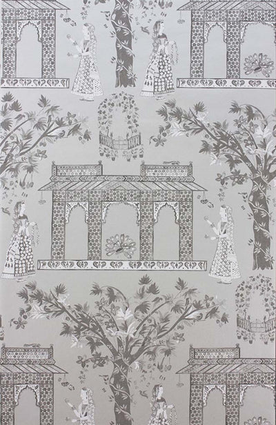 product image of Pavilion Garden Wallpaper in Silver by Nina Campbell for Osborne & Little 550