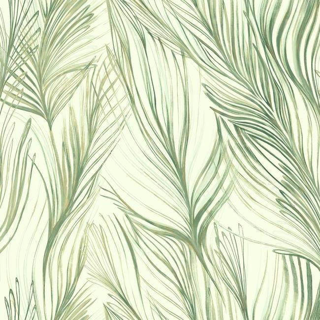 media image for Peaceful Plume Wallpaper in Green from the Botanical Dreams Collection by Candice Olson for York Wallcoverings 286