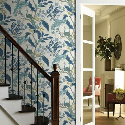 product image for Peacock Wallpaper in Blue and White from the Rifle Paper Co. Collection by York Wallcoverings 43
