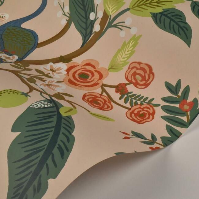 media image for Peacock Wallpaper in Light Pink from the Rifle Paper Co. Collection by York Wallcoverings 273