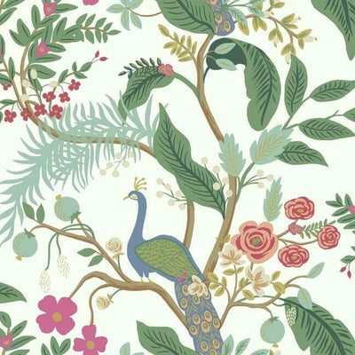 product image of sample peacock wallpaper in periwinkle from the rifle paper co collection by york wallcoverings 1 524