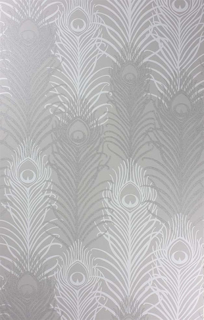 product image of Peacock Wallpaper in Pebble and White by Matthew Williamson for Osborne & Little 557