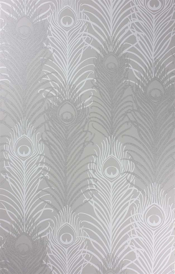media image for Peacock Wallpaper in Pebble and White by Matthew Williamson for Osborne & Little 232