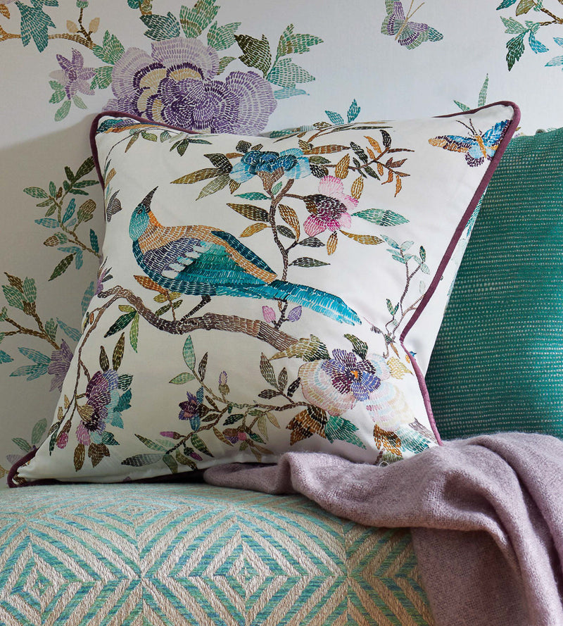 media image for Perdana Fabric in Emerald and Fuchsia by Nina Campbell for Osborne & Little 236