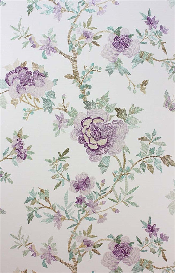 media image for Perdana Wallpaper in Lilac and Aqua by Nina Campbell for Osborne & Little 28