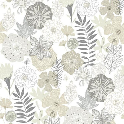 product image of Perennial Blooms Peel & Stick Wallpaper in Beige by RoomMates for York Wallcoverings 55