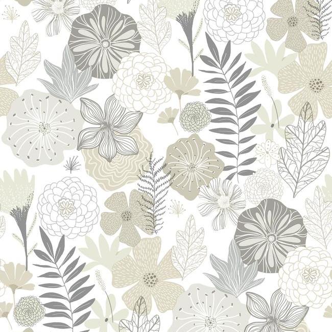 media image for Perennial Blooms Peel & Stick Wallpaper in Beige by RoomMates for York Wallcoverings 231