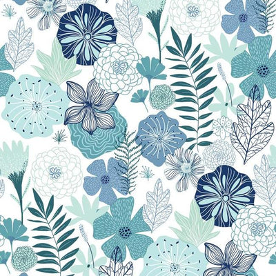 product image for Perennial Blooms Peel & Stick Wallpaper in Blue by RoomMates for York Wallcoverings 5