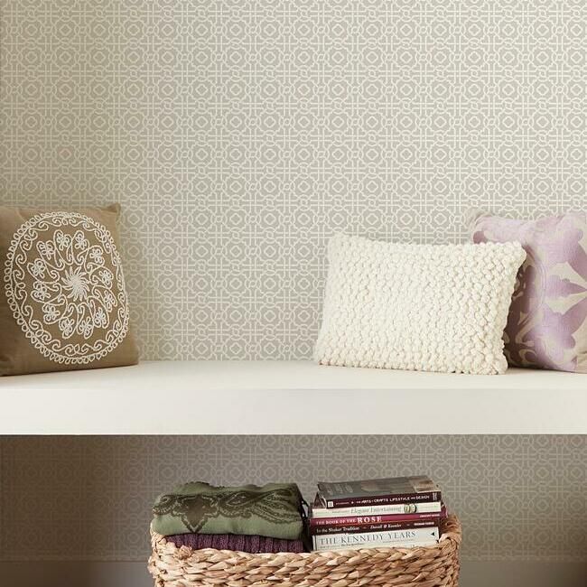 media image for Pergola Lattice Wallpaper in Taupe from the Silhouettes Collection by York Wallcoverings 264