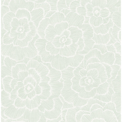 product image of Periwinkle Textured Floral Wallpaper in Green from the Pacifica Collection by Brewster Home Fashions 540