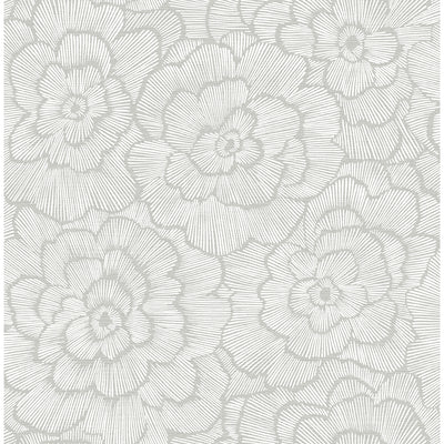 product image of Periwinkle Textured Floral Wallpaper in Light Grey from the Pacifica Collection by Brewster Home Fashions 543