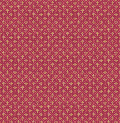 product image of Petite Fleur de lis Wallpaper in Burgundy from the Spring Garden Collection by Wallquest 544