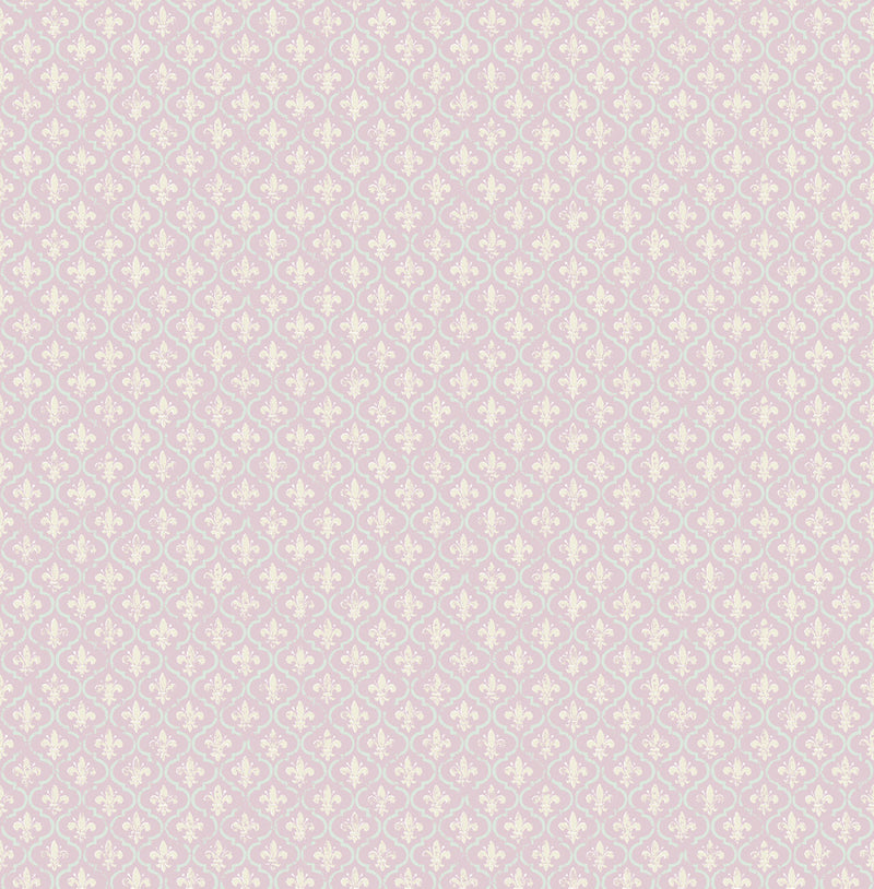 media image for sample petite fleur de lis wallpaper in lilac from the spring garden collection by wallquest 1 246