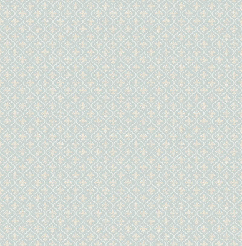 media image for Petite Fleur de lis Wallpaper in Soft Blue from the Spring Garden Collection by Wallquest 293