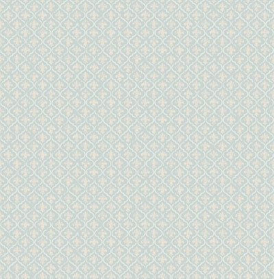 product image of sample petite fleur de lis wallpaper in soft blue from the spring garden collection by wallquest 1 555