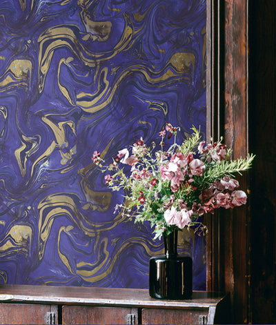 product image of Petra Wallpaper in Purple and Bronze from the Stark Collection by Mayflower Wallpaper 518