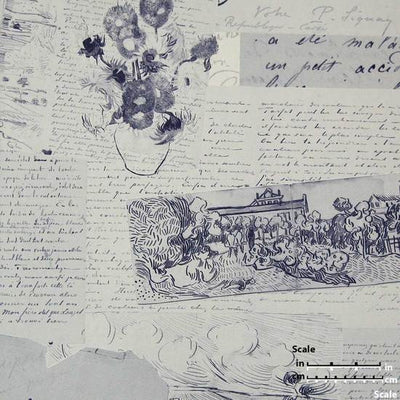 product image for Photos and Letters Wallpaper in Mid Blue from the Van Gogh Collection by Burke Decor 88