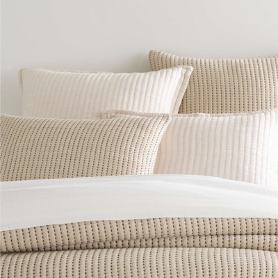 product image for pick stitch natural matelasse sham by annie selke pc1822 she 1 28