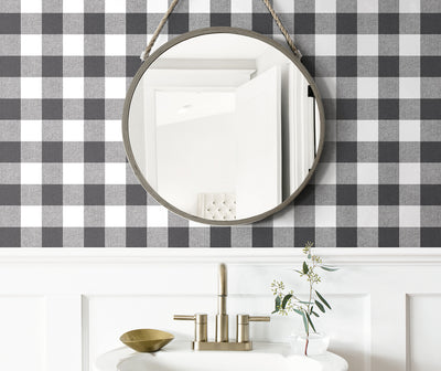 product image for Picnic Plaid Peel-and-Stick Wallpaper in Black and White by NextWall 19