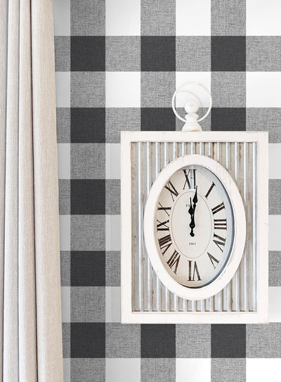 product image for Picnic Plaid Peel-and-Stick Wallpaper in Black and White by NextWall 77