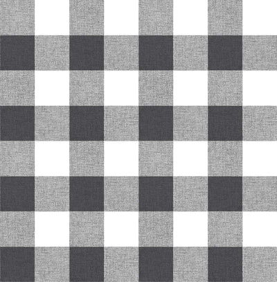 product image of sample picnic plaid peel and stick wallpaper in black and white by nextwall 1 52