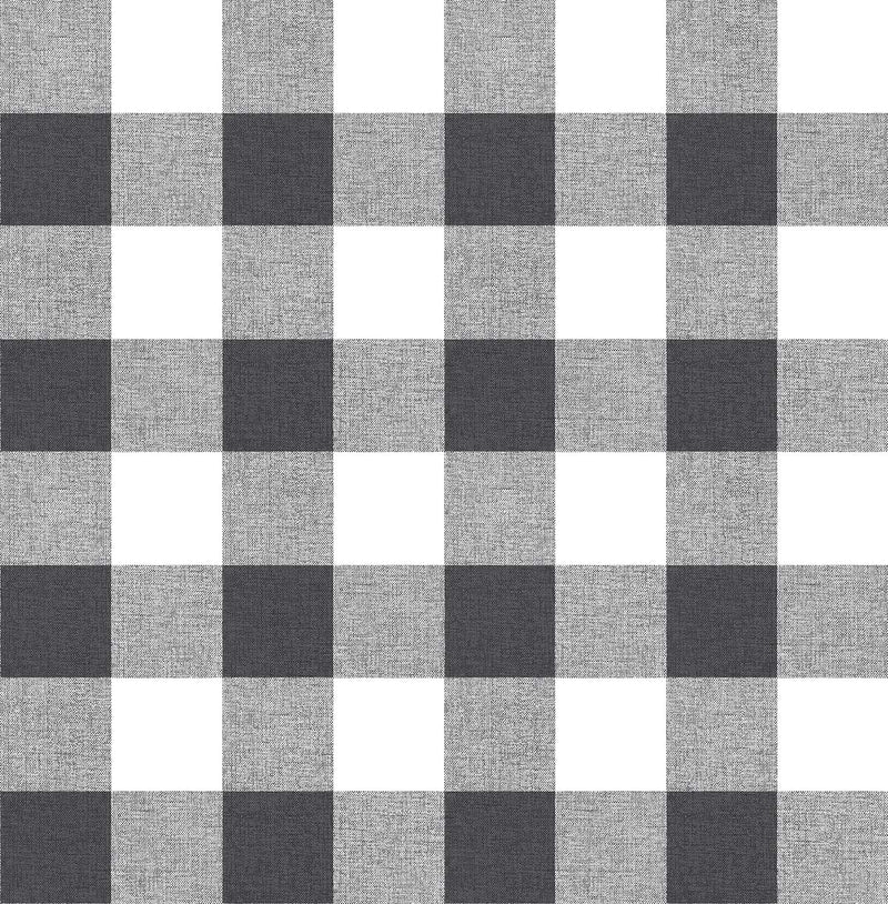 media image for sample picnic plaid peel and stick wallpaper in black and white by nextwall 1 288