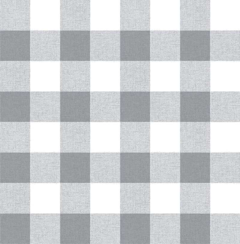 media image for Picnic Plaid Peel-and-Stick Wallpaper in Grey and White by NextWall 227