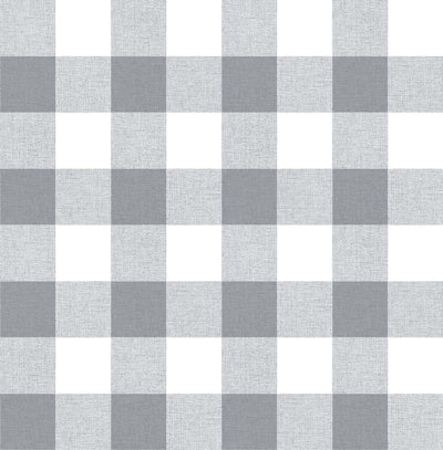 product image of sample picnic plaid peel and stick wallpaper in grey and white by nextwall 1 585