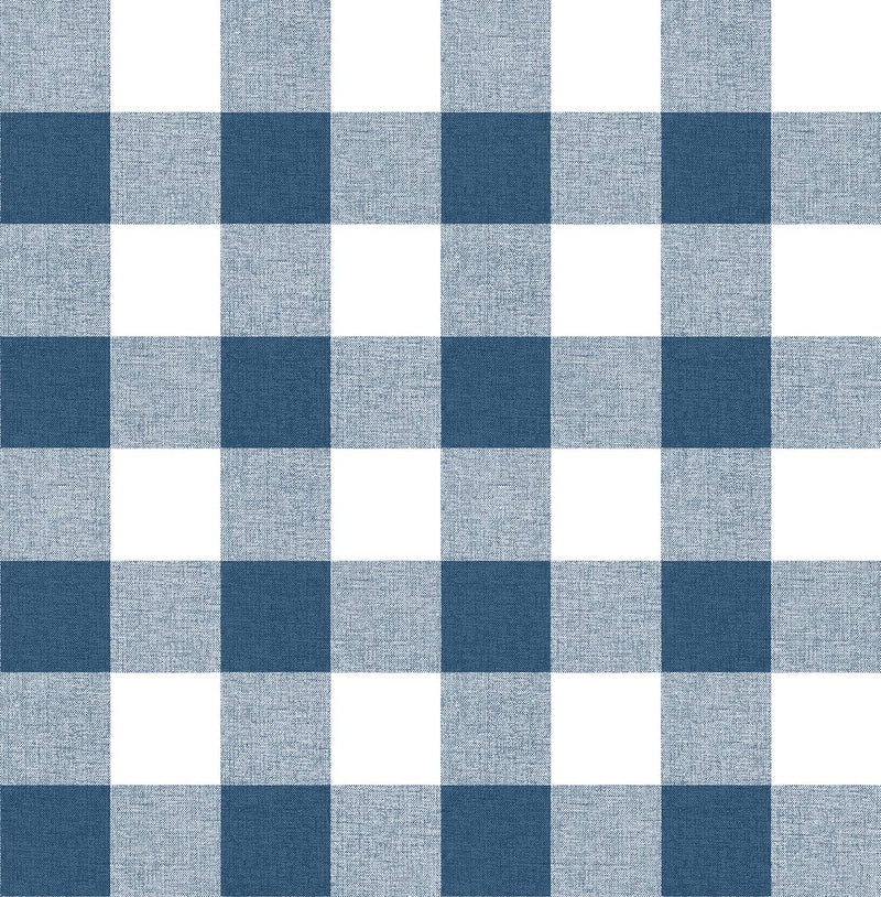 media image for sample picnic plaid peel and stick wallpaper in navy and white by nextwall 1 252