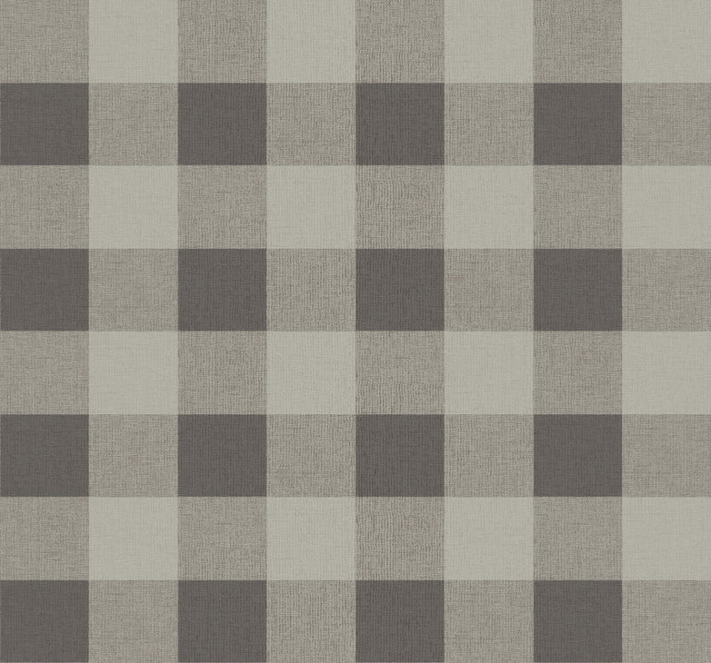 media image for Picnic Plaid Wallpaper in Black Sands from the Beach House Collection by Seabrook Wallcoverings 219