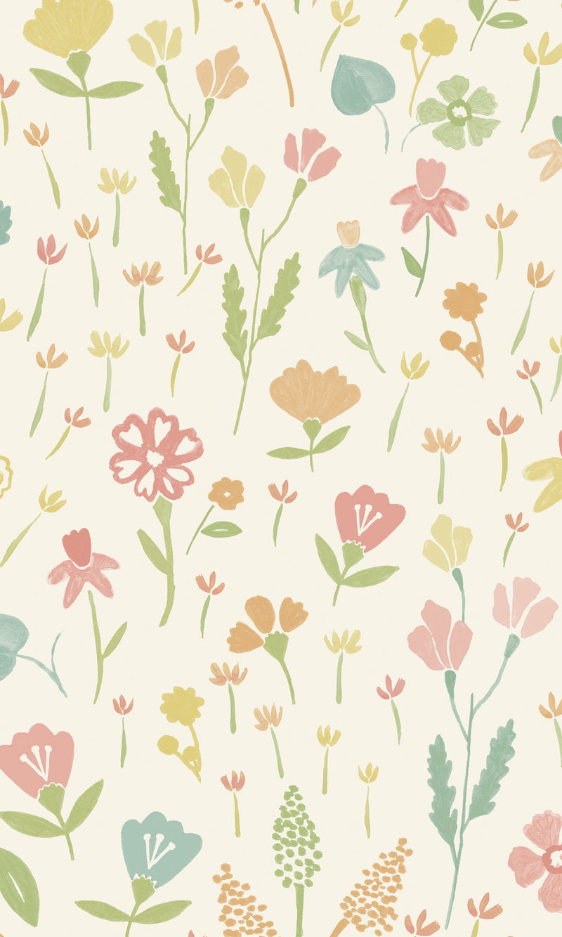 Minimalist Floral Prints Wallpaper in Pink