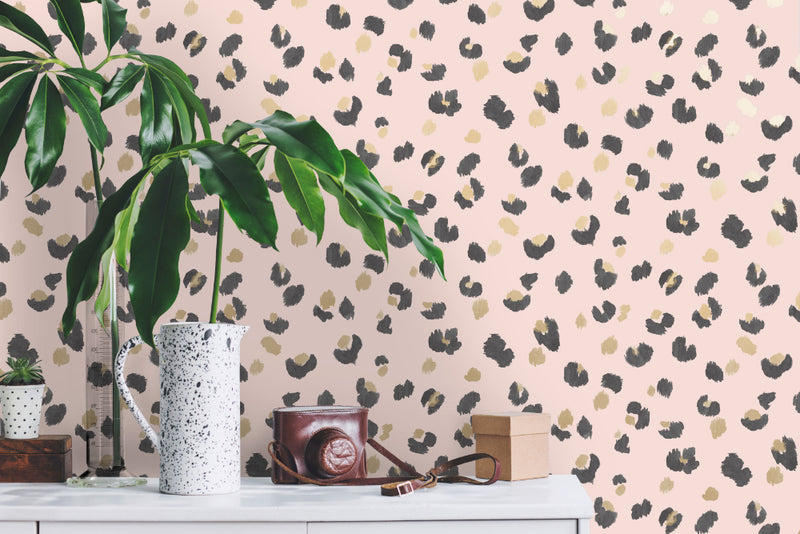 media image for Pink Painted Leopard Wallpaper by Walls Republic 242