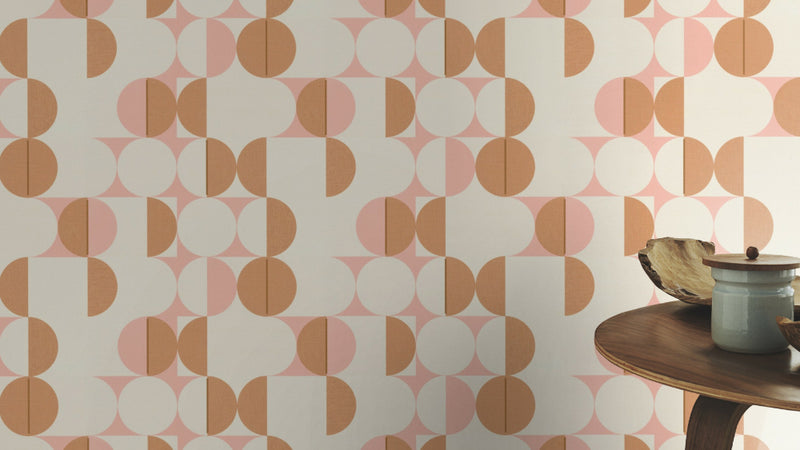 media image for Pink & Gold Metallic Circles in Motion Wallpaper by Walls Republic 26