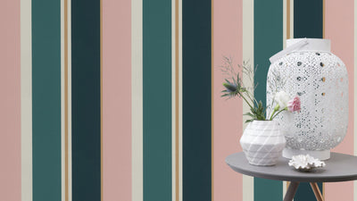 product image for Pink & Teal Bold Varied Stripe Wallpaper by Walls Republic 66