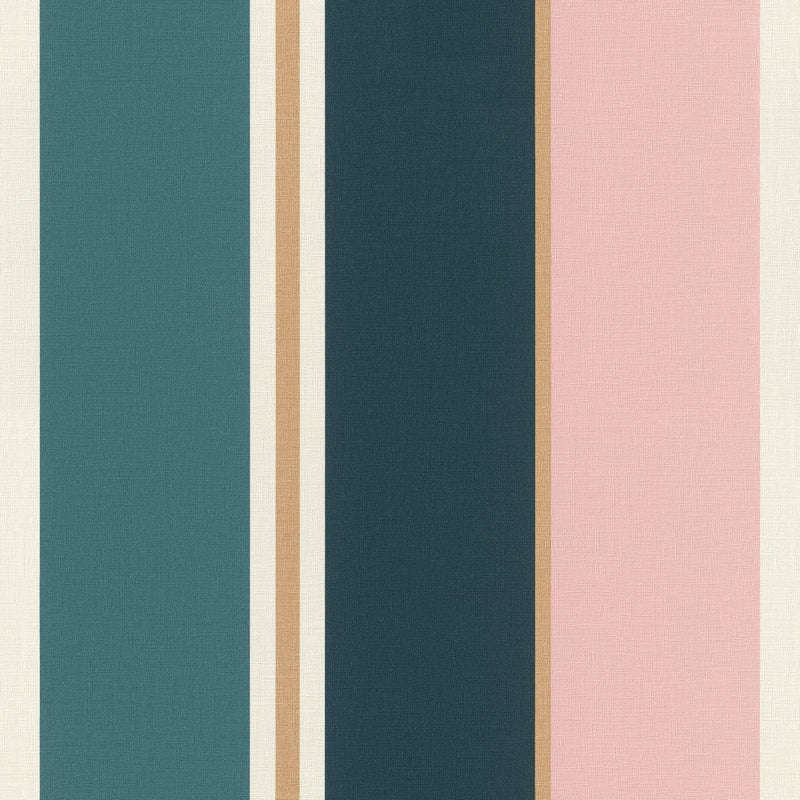 media image for Pink & Teal Bold Varied Stripe Wallpaper by Walls Republic 280