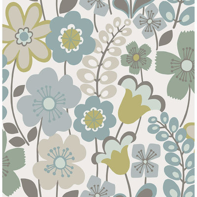 product image for Piper Floral Wallpaper in Green from the Bluebell Collection by Brewster Home Fashions 65