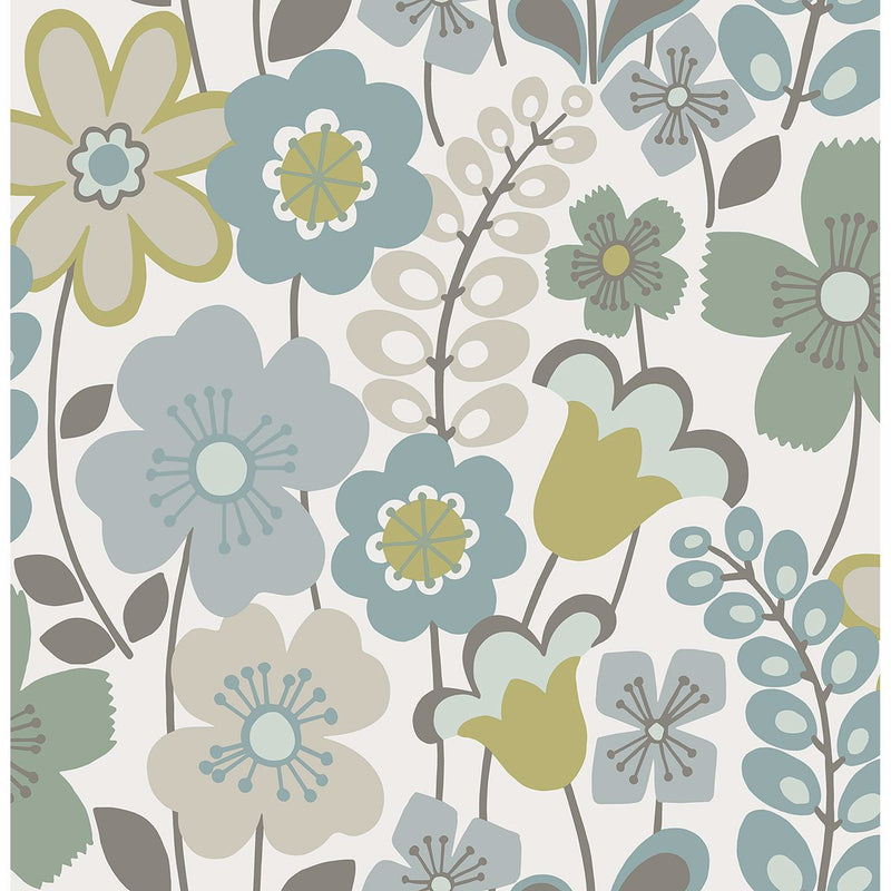media image for Piper Floral Wallpaper in Green from the Bluebell Collection by Brewster Home Fashions 263