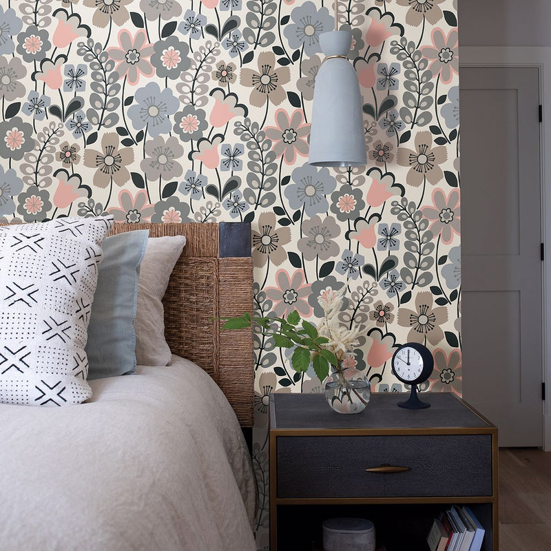 media image for Piper Floral Wallpaper in Light Blue from the Bluebell Collection by Brewster Home Fashions 265