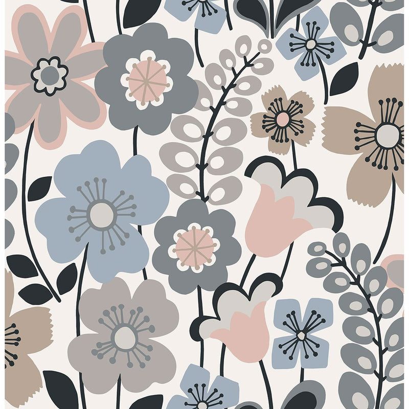 media image for Piper Floral Wallpaper in Light Blue from the Bluebell Collection by Brewster Home Fashions 238